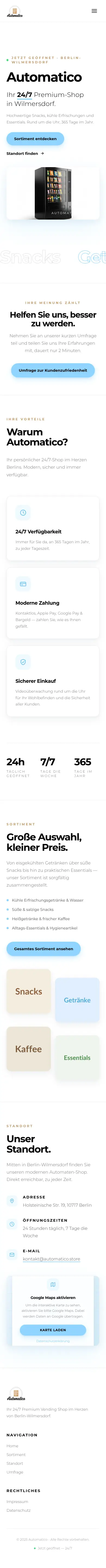 Screenshot der Website automatico.store, mobile Ansicht